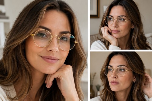 Gold round glasses frames - gold,