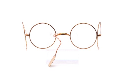 Antique round eyeglasses - antique, gold